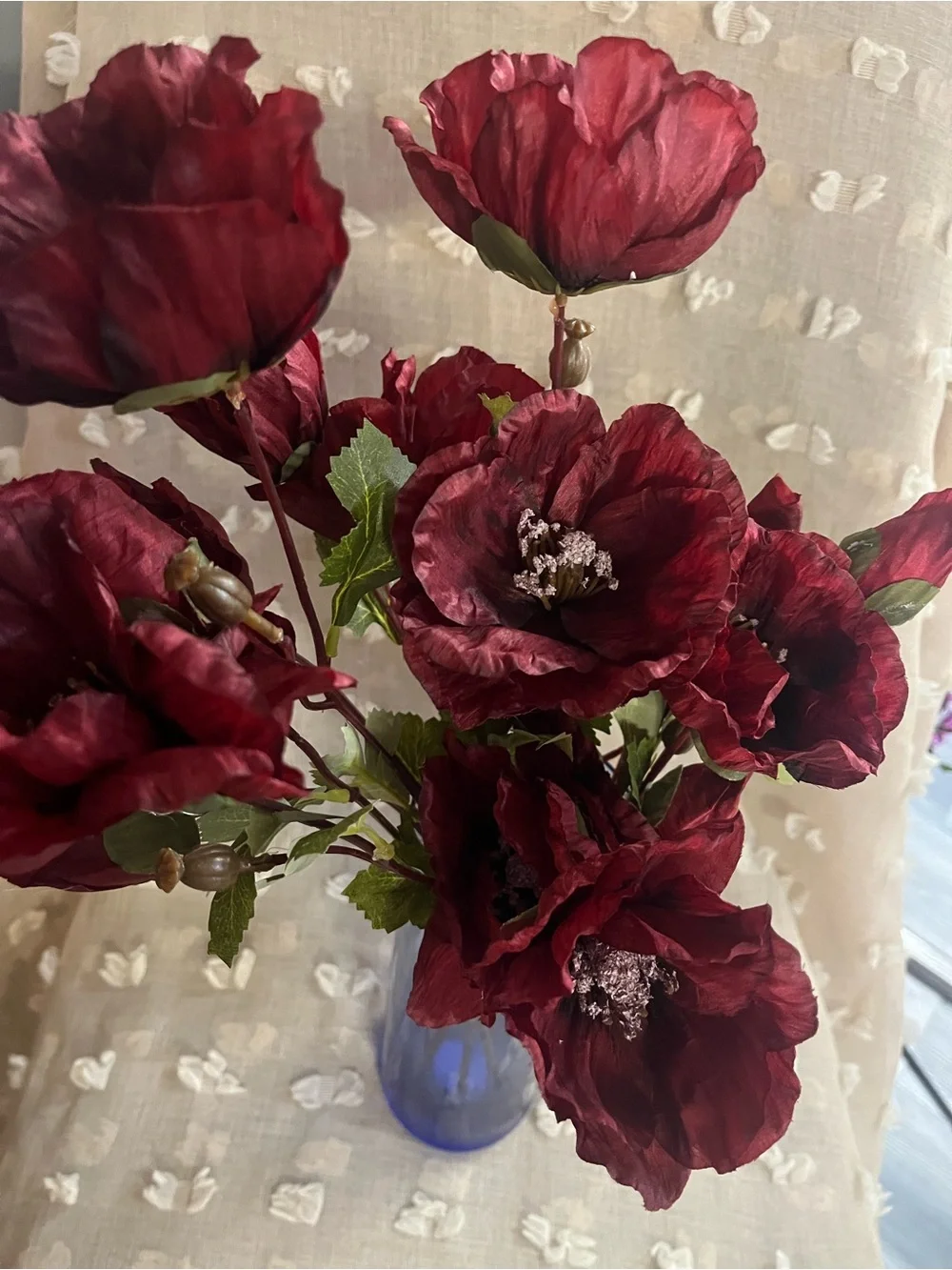 Deep Red Artificial Poppy Bouquet - Home Accents